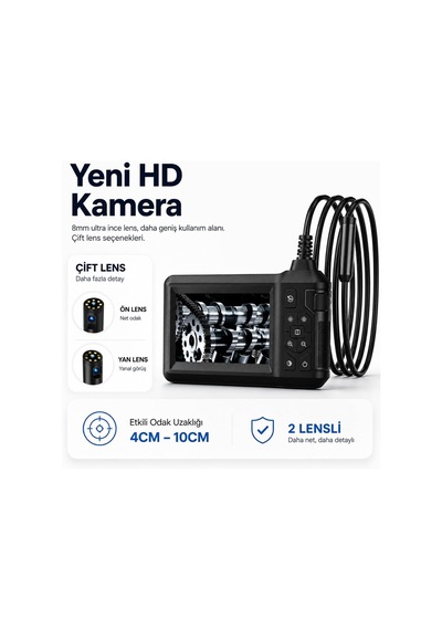 20 Metre Kendinden Ekranlı Çift Kameralı Endoskop Yılan Kamera Full Hd Tesisat Kamerası