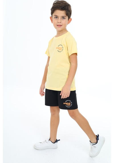 Toontoy Kids Toontoy Erkek Çocuk Baskılı Şortlu Takım Sarı