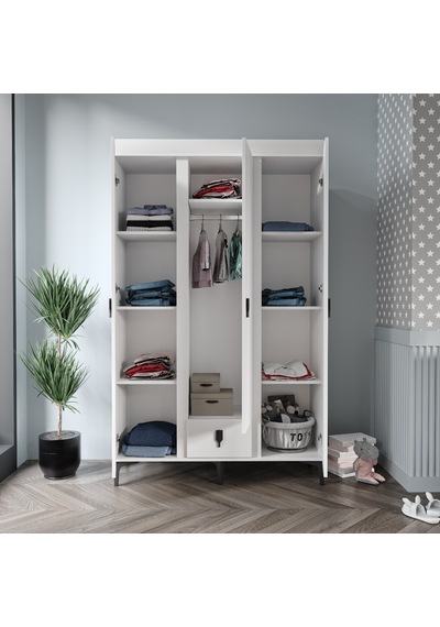 Patiko Rose 3 Kapaklı Dolap Beyaz