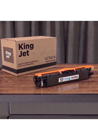 Kingjet Hp Uyumlu  Cf351a 130a Mavi Standart Kapasiteli Tekli Çipli Uyumlu  Toner M177fw