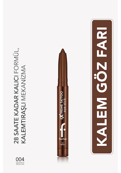 Flormar Extreme Tattoo Mat & Işıltılı Asansörlü Kalemtıraşlı Jel Göz Kalemi & Far Stick 8682536118996 004mocha