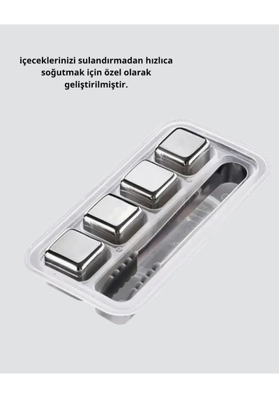 Paslanmaz Metal Buz Küpleri Seti Klipsli Sulandırmadan Soğutma Özellikli