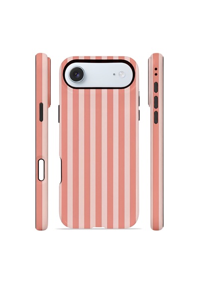 Apple iPhone Uyumlu 17 Air Vorian Çift Katmanlı Magsafe Kılıf Coral Riviera Stripe