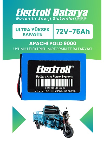 Apachi Polo 9000 Uyumlu Batarya Ultra Yüksek Kapasite Lifepo4 72v 75ah Elektrikli Motosiklet Bataryası