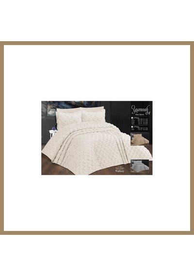 Kahveci.store Çift Kişilik Yatak Örtüsü Krem 3 Parça Yatak Örtüsü Bedspread 22
