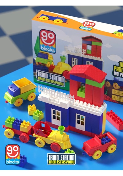 Go Blocks Train Station 100 Parça Yapı Blok Seti Yapı Oyuncakları Mega Blok