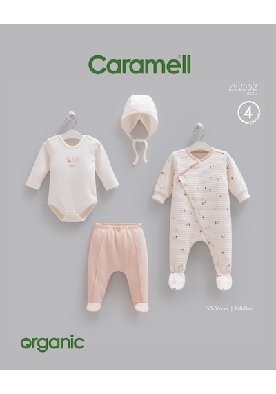 Caramell Tiny Baby Organik Tulumlu 4'lü Set Erkek renkli