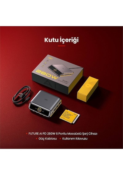 Aohi Magcube Masaüstü Usb Şarj İstasyonu, Gan+ 280w Hızlı Şarj Cihazı, Siyah-101104755