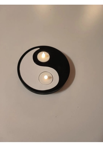 3d Baskı Yin Yang Tealight Mumluk İki Parçalı Siyah Beyaz Dekoratif Mum Tutucu