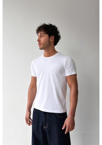 Flaw Atelıer Basic Slim Fit Beyaz Tişört-29508