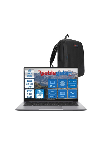 Asus ExpertBook P1 P1403-P1416512G0D98 i7-13620H 32 GB 1 TB SSD 14" W11P Dizüstü Bilgisayar + Çanta
