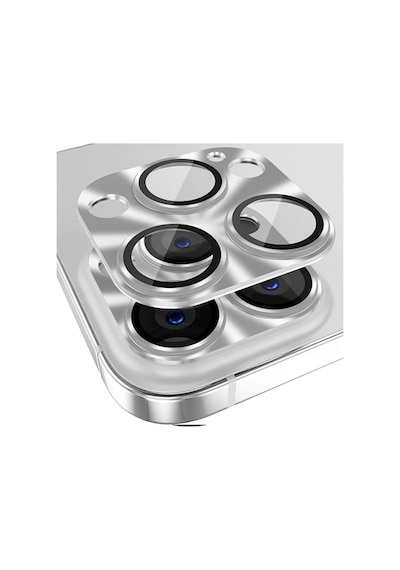 Ally Apple Uyumlu iPhone 15 Pro-15 Pro Max Metal Tempered Kamera Lens-gümüş