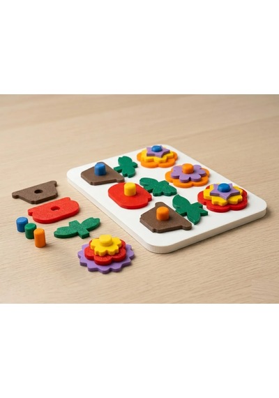 3d Baskı Saksıda Çiçek Puzzle Tahtası - Katmanlı Çiçek İnşa Etme Ve Renk Eşleştirme Seti, Montessori Oyuncak