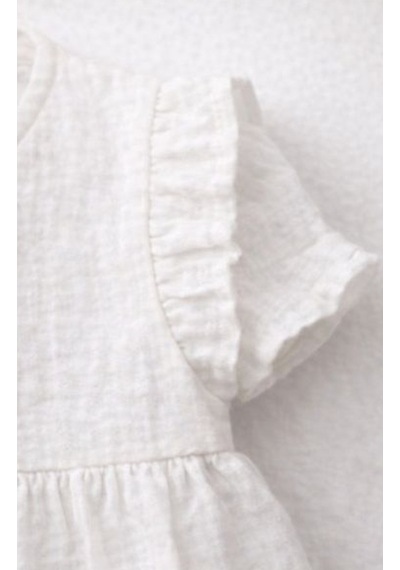 Baby Corner Bebe Yaka Fırfırlı Kız Bebek Elbise Beyaz