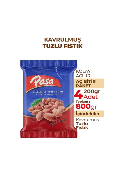 Paşa Kuruyemiş Kavrulmuş Tuzlu Yer Fıstığı 4 x 200 G
