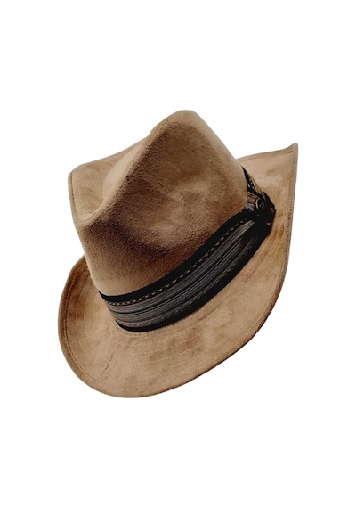 Unisex Nubuk Kovboy Fötr Şapka Camel