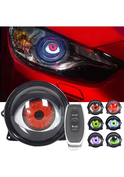 Şeytan Gözü 12v-36v Led Far Motosiklet Uyumlu Kumandalı 6 Modlu Renkli Mercekli Led 1 Çift