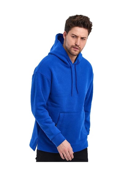 Adams Kapüşonlu Oversize Kanguru Cep Şardonlu 3 İplik Erkek Sweatshirt 001