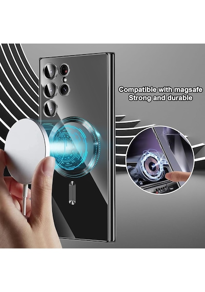 Samsung Galaxy Uyumlu S24 Ultra Kılıf Kamera Lens Magsafe Wirelles Şarj