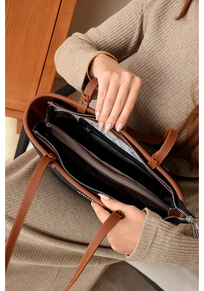 Just Polo Kadın Orijinal Büyük Boy Ayarlanabilir Askılı Lüks El Ve Omuz Çantası Shoulder Bag Lacivert