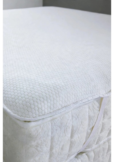 Sıvı Geçirmez 4 Köşe Lastikli Honeycomb Desenli Yatak Alezi Nefes Alan Microfiber Yatak Koruyucu Alez Beyaz Tek Kişilik - Çift Kişilik