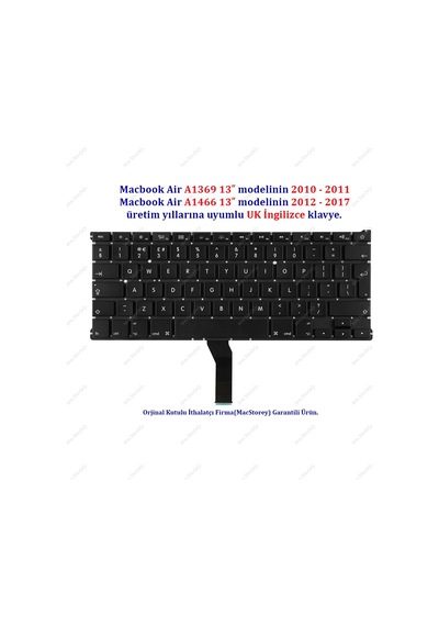 Apple Uyumlu MacBook Air İle 13inc A1369 A1466 Klavye Tuş Takımı Uk-ingilizce