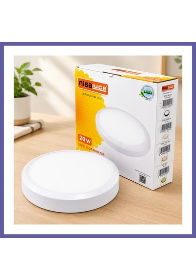 Bezos 20w Led Sıva Üstü Yuvarlak Armatür 6500k 1800lm Beyaz Metal Nıda Beyaz - Metal