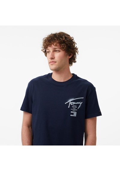 Tommy Hilfiger Regular City Sign Erkek Mavi T-shirt Dm0dm22553 545591