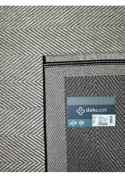Sisal Halı- Hol Koridor Halısı- Kaymaz Taban- Yıkanabilir Kilim Halı Yolluk Bej-siyah