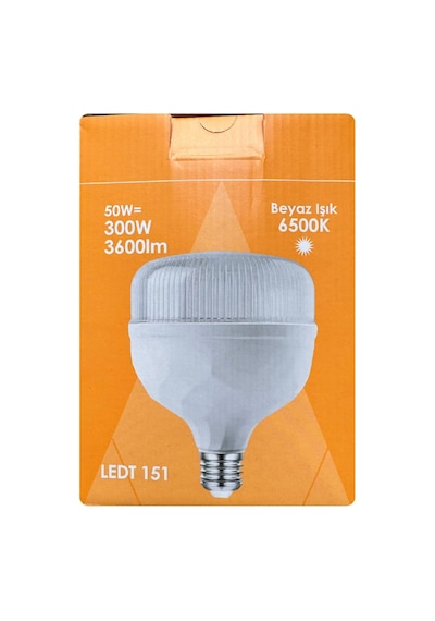 Led Ampul, 50w 300w Eşdeğer , Beyaz Işık, E27 Duy, 3600lm Diğer