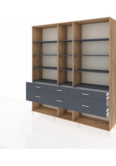 Hyperion Dolap 12 Raflı 6 Çekmeceli 220x44x243 Çam-antrasit/antrasit Antrasıt/antrasıt Hyperion Dolap 12 Raflı 6 Çekmeceli 220x44x243 Çam-antrasit/antrasit Antrasıt/antrasıt