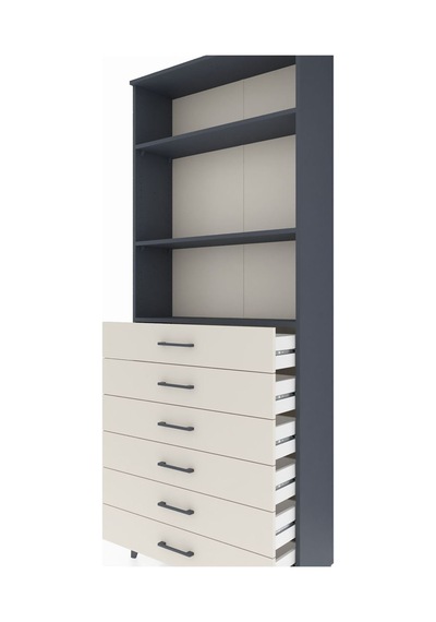 Arges Dolap 3 Raflı 6 Çekmeceli 88x30x221 Antrasit-aytaşı Antrasit