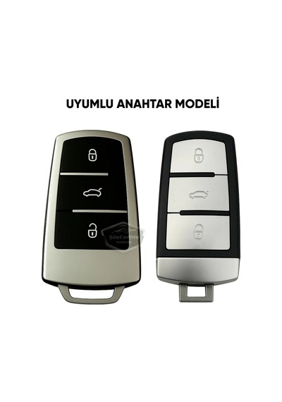 Volkswagen Passat B6 B7 Uyumlu Silikon Anahtar Kılıfı Oto Anahtar Kabı Darbe Emici Anahtarlık Koyu Titan Gri 00 Şüscaroto Aksesuar