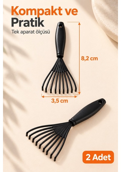 Saç Fırçası Ve Tarak Temizleme Aparatı Siyah Plastik 2 Adet Tırmık