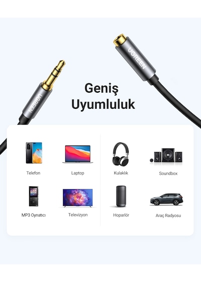 Ugreen 3.5 Mm Jack Ses Aux Uzatma Kablosu 1.5 Metre, 10593