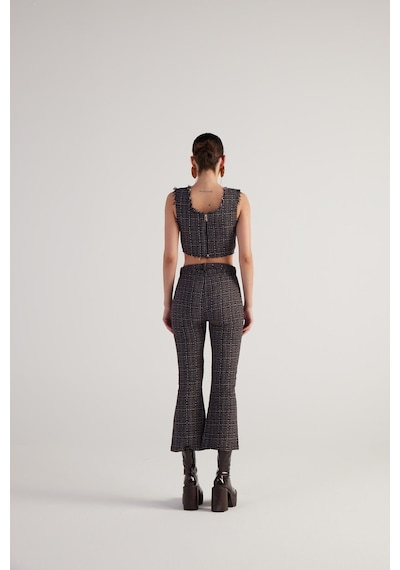 Holly Lolly Tüvit Kumaş Crop Tweed Büstiyer Siyah