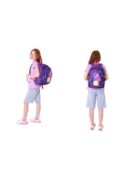 Kaukko Kids Flamingo Detaylı Okul Çantası L5223 Ve Thermo Beslenme Çantası L7223 Seti - Kız Çocuk Mor - Pembe
