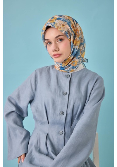 Silk Home Soft Eşarp 73088-28 Krem, Turuncu, İndigo, Sarı, Bebe Mavi