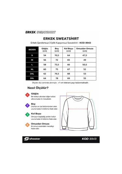 Shooter Sportwear Shooter Erkek Günlük Sweatshirt Bisiklet Yaka Regular Kalıp 3 İplik Sarı