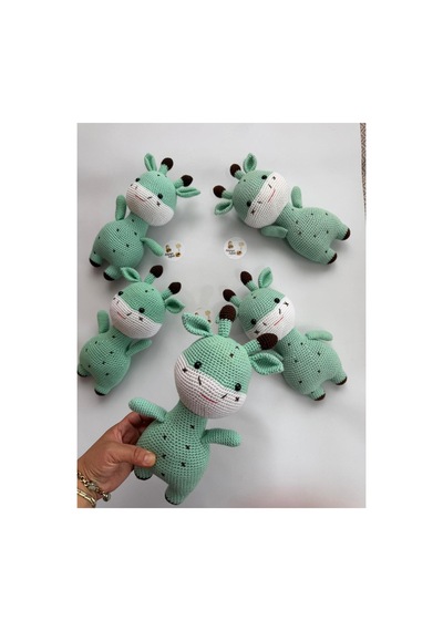 Adenya Sepeti Amigurumi Örgü Zübük Oyun-uyku Akradaşı-28 Cm-soft Yeşil Çok Renkli