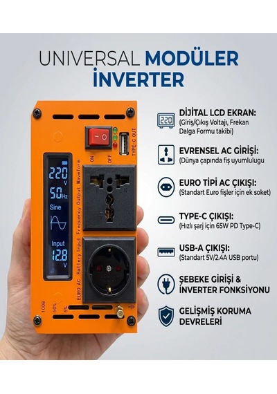 Lisinya 1000w Tam Sinüs İnverter 12v Dc 220v Ac Çevirici Usb Çıkışlı Araç Karavan Solar Güç Dönüştürücü Lisinya