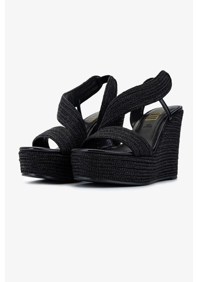 Valmenti Kadın Deri & Tekstil Siyah Topuklu Ayakkabı 1141 927 Bn Ayk Y26 Black Ropes
