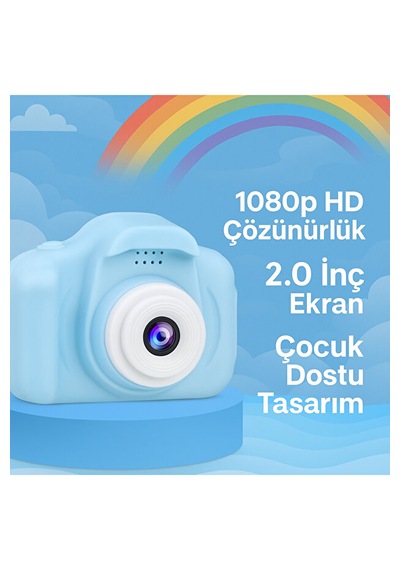 Mavi Renk Mini 1080p Hd Çocuk Kamera Dijital Fotoğraf Makinesi 2.0 Inç Ekran 1