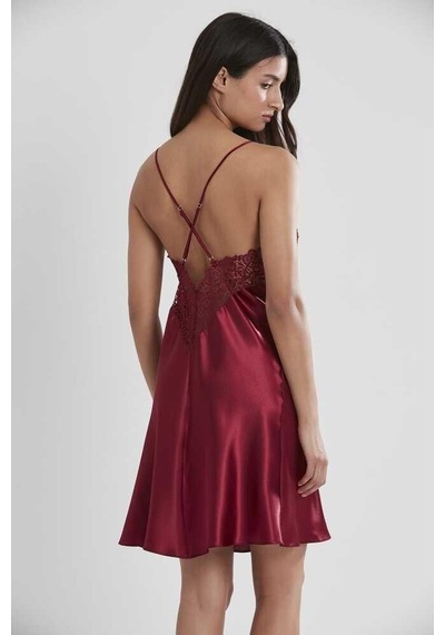 Pierre Cardin 6'lı Saten Gecelik Sabahlık Çeyiz Seti 6955 Bordo 001