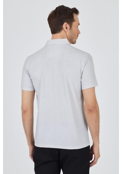 Gri Polo Yaka Kısa Kol Cepsiz Slim Fit Classic Tişört 1011250176 Gri