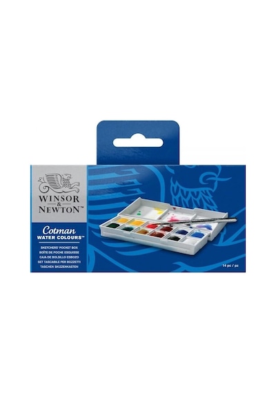 Winsor & Newton Cotman Sketchers' Pocket Box 1/2 Tablet Sulu Boya Seti 12 Renk Çok Renkli