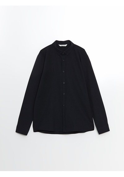 Lcw Vision Lacivert Slim Fit Uzun Kollu Armürlü Erkek Gömlek