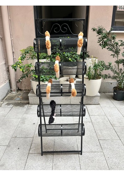 İthal Metal Ayaklı Siyah Renk 148/49 Cm Beş Katlı Taç Standı
