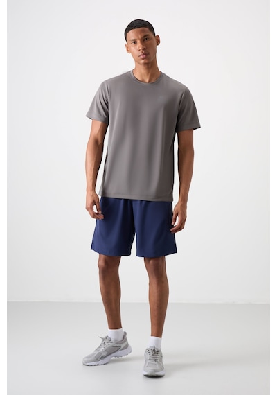 Tommy Life Koyu Gri O Yaka Standart Kalıp Logo Desenli Aktif Spor Erkek T-shirt - 88255 Koyu Gri