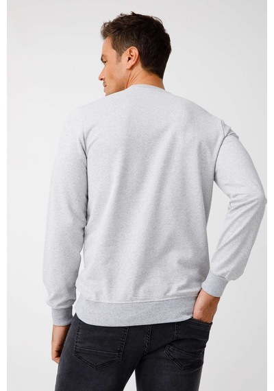 Igs İgs Erkek A.gri Modernfıt / Ekstra Dar Kalıp Bisiklet Yaka Sweatshirt Açık Gri